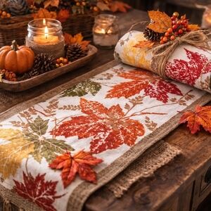 Autumn Leaf Patterned Table Runner